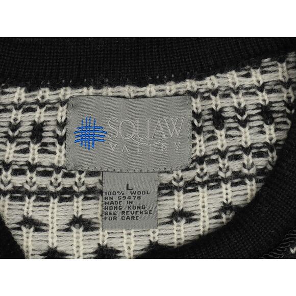 Vintage Squaw Valley Fair Isle Nordic Norwegian Icelandic Wool Cardigan Sweater - Picture 7 of 10